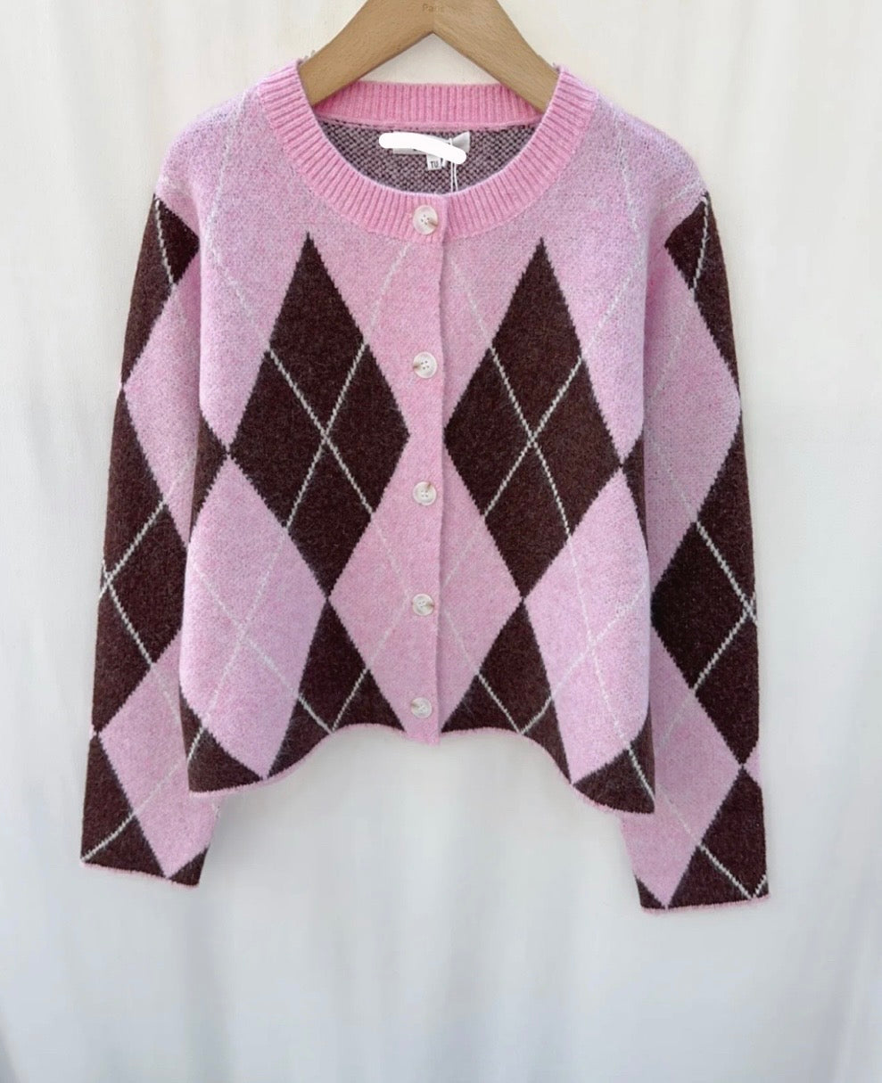 Sofia Pink Argyle Cardigan