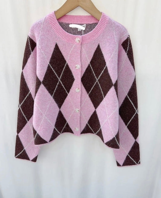 Sofia Pink Argyle Cardigan