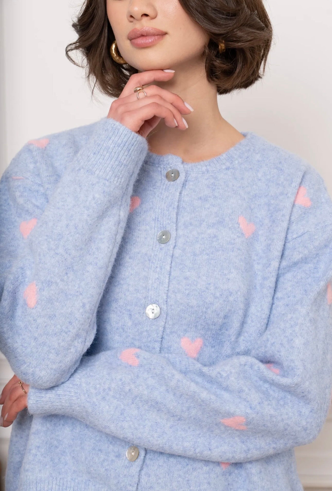 Emily Blue Heart Cardigan