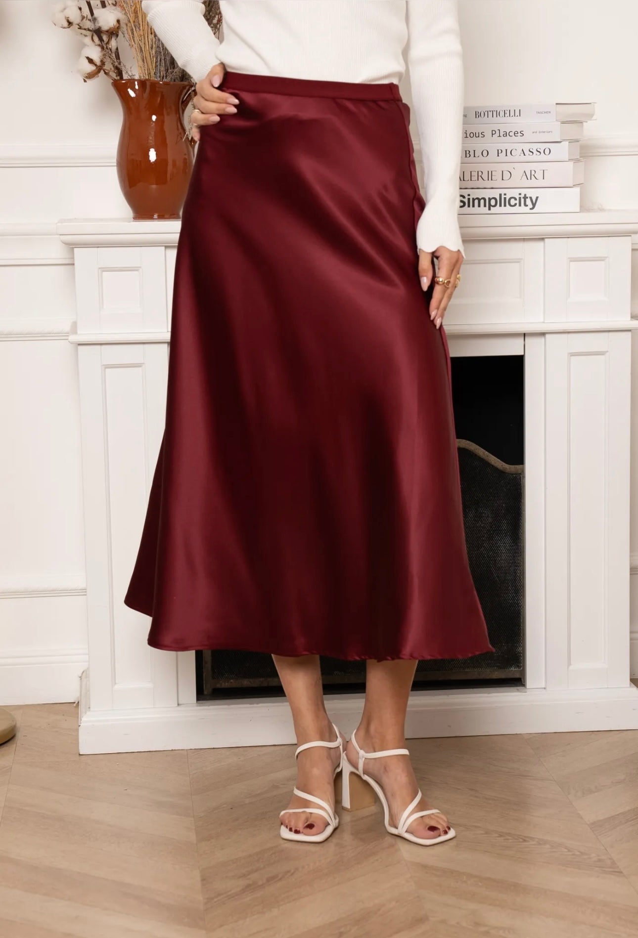Burgundy Satin Skirt