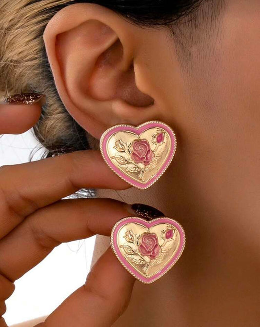 Vintage Gold & Pink Earrings