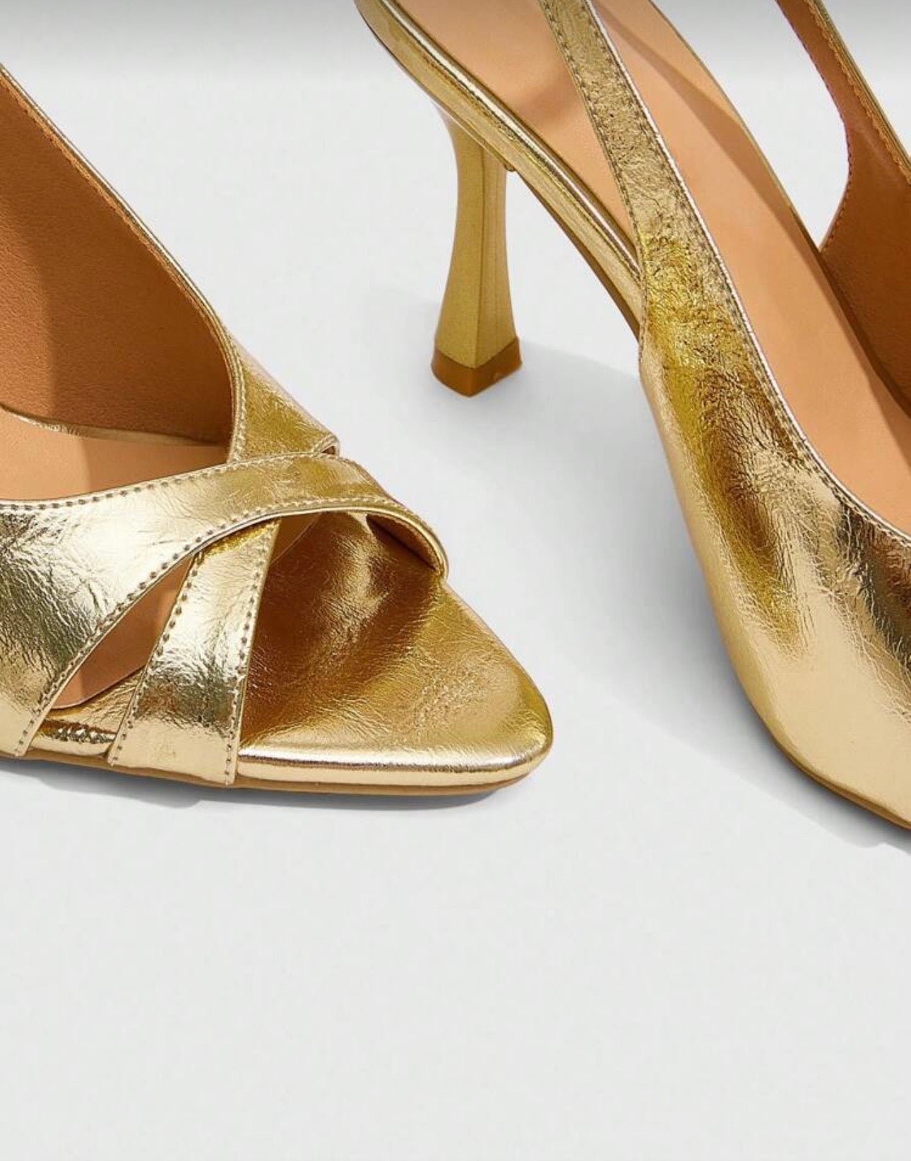 Darcy Gold Open Toe Heels