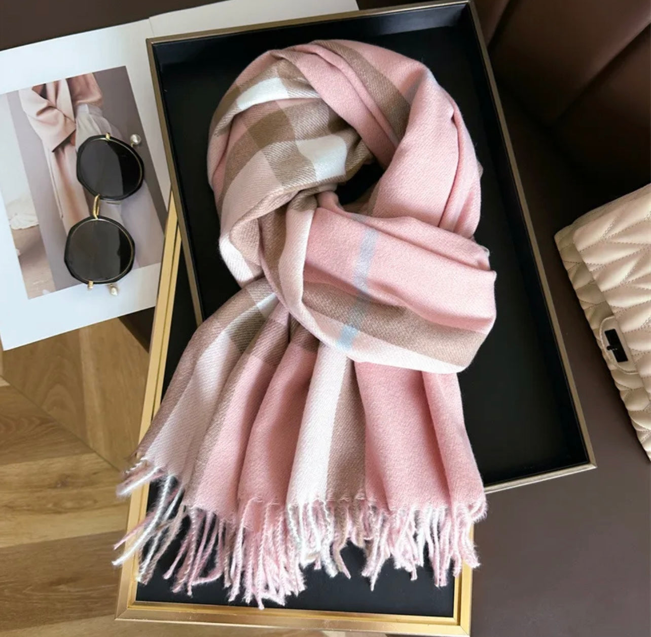Pink Tartan Scarf