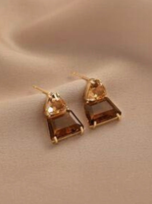 Brown & Gold Crystal Earrings