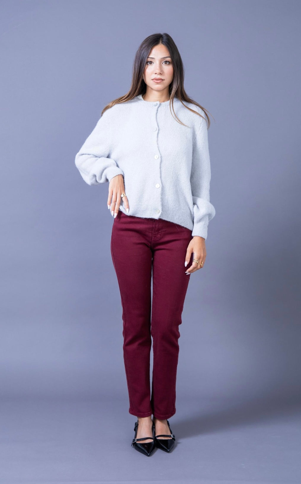 Burgundy Mom Jeans