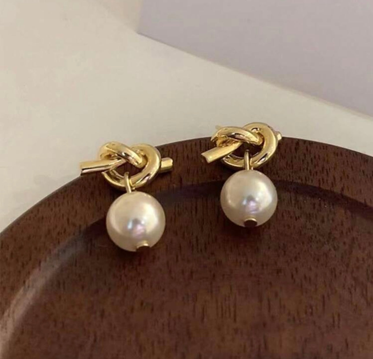 Gold & Pearl Knot Earrings