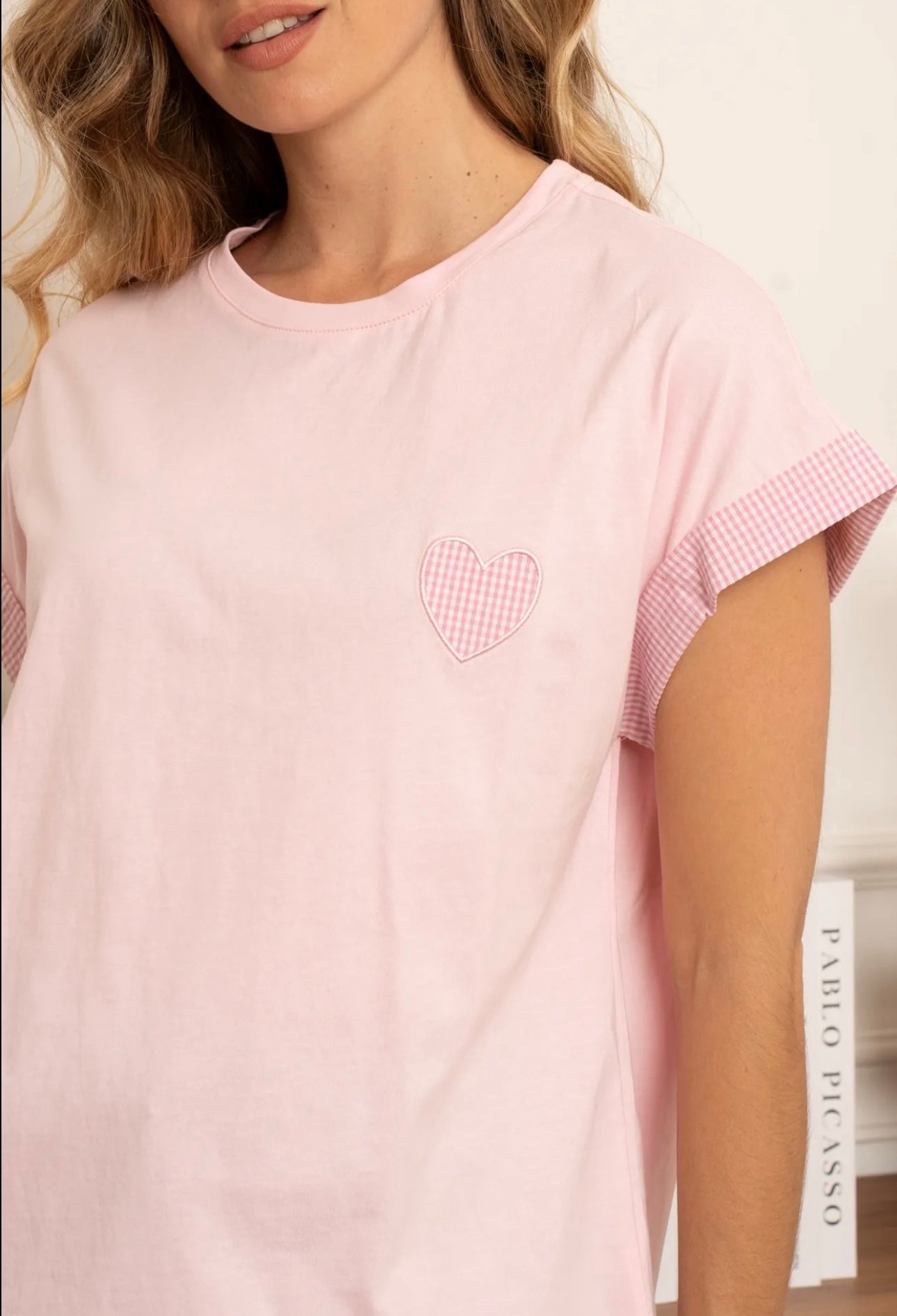 Lola Pink Heart Checked T-Shirt