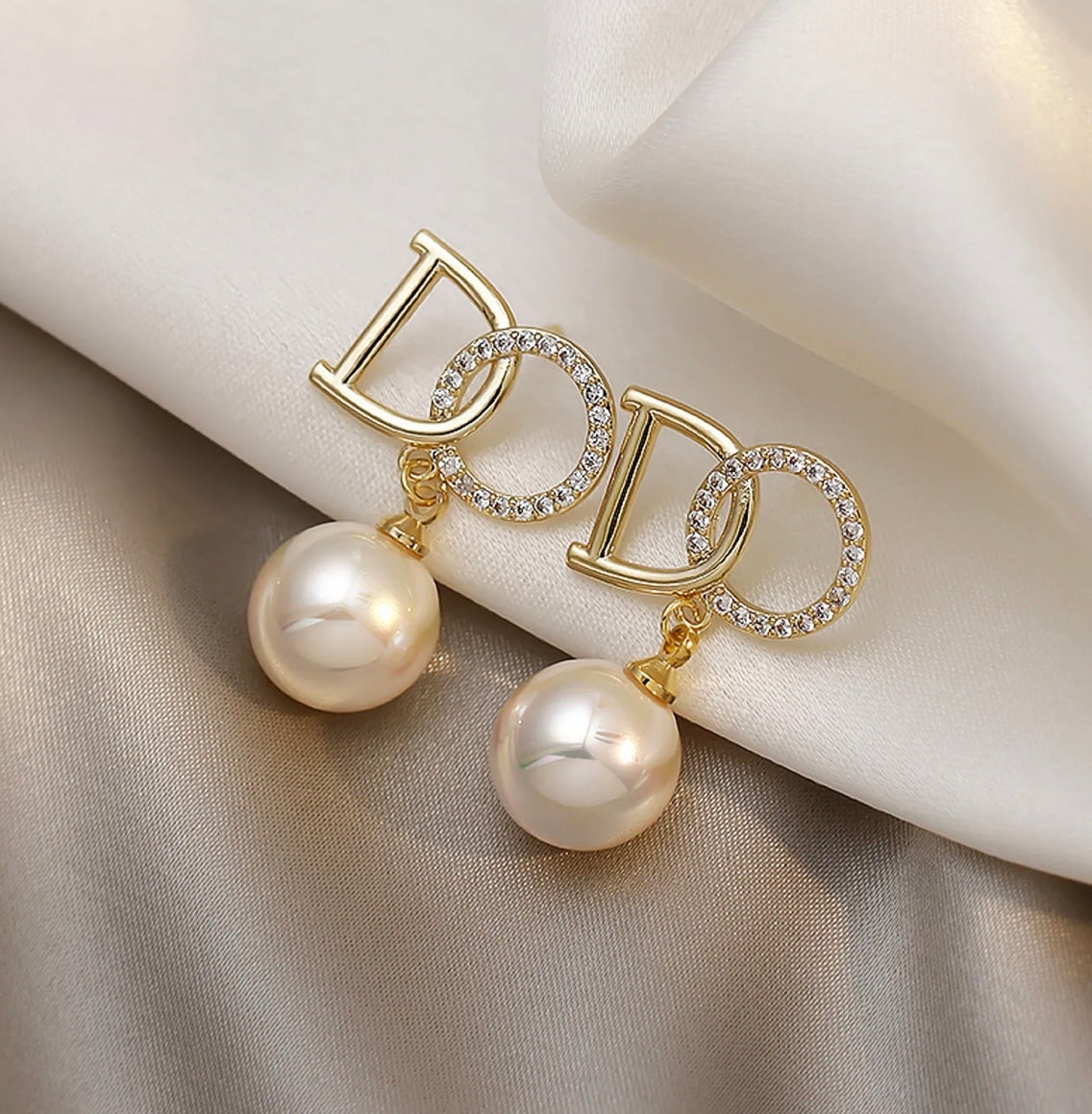 Anna Pearl & Diamanté Drop Earrings