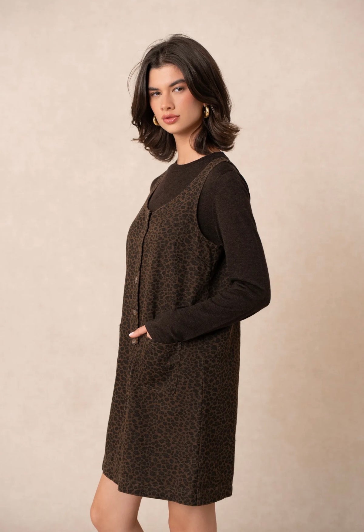 Leopard Print Denim Dress