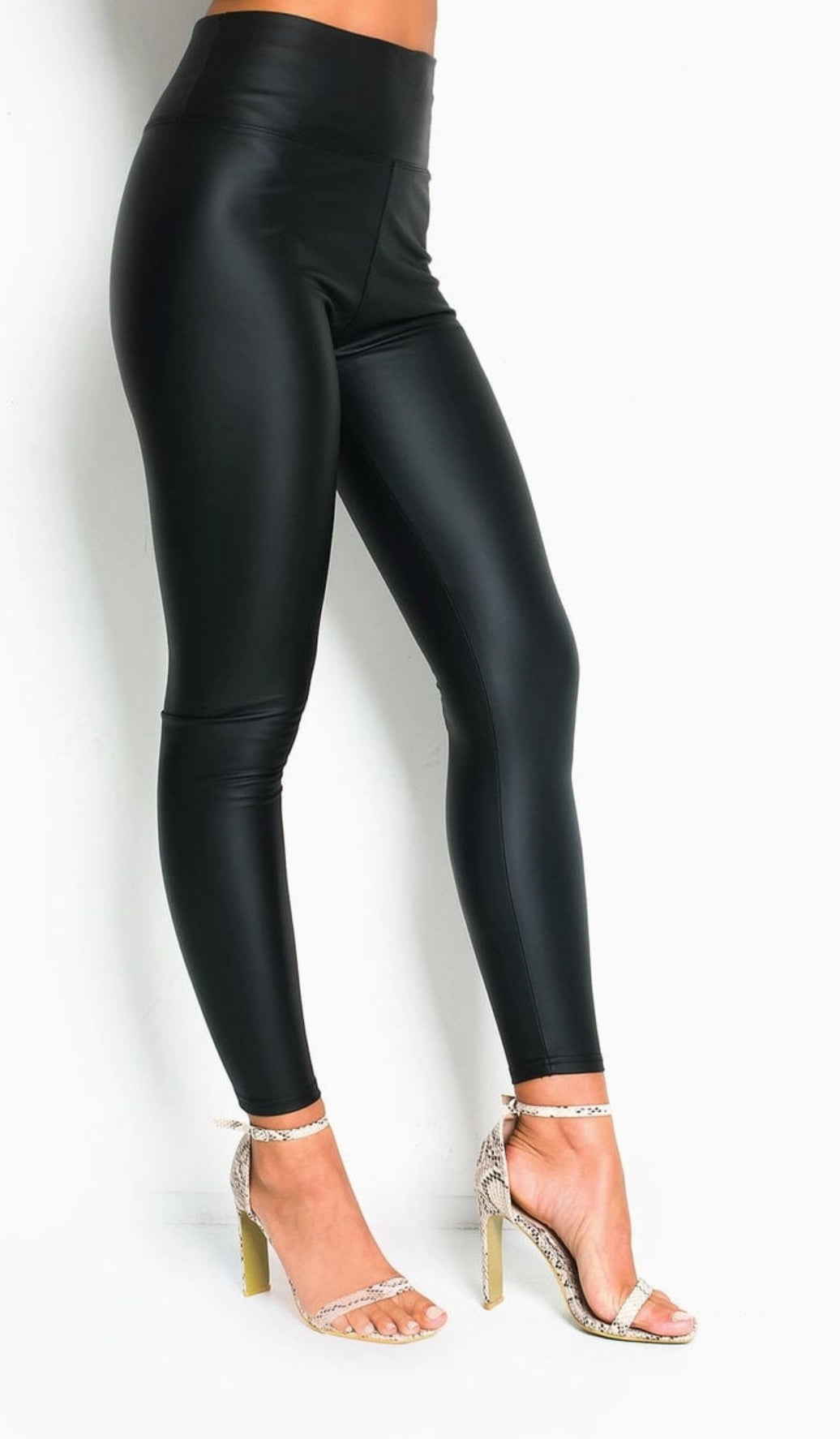 Black Fleece Lined Leather Leggings