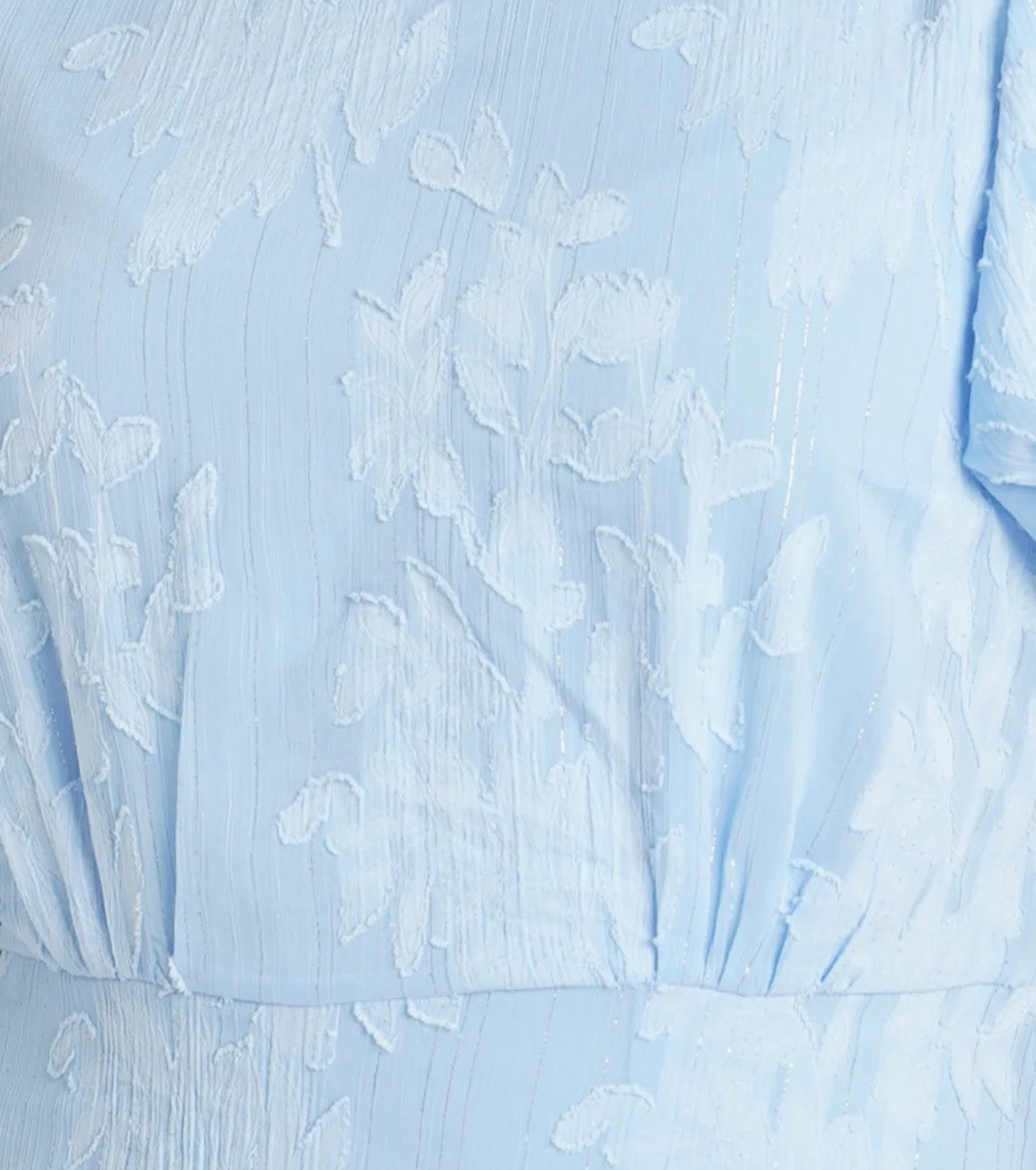 Eleanor Blue Jacquard Shimmer Puff Sleeve Occasion Dress