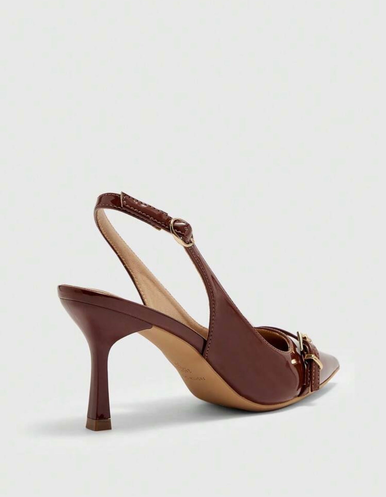 Chocolate Brown Patent Slingback Heels