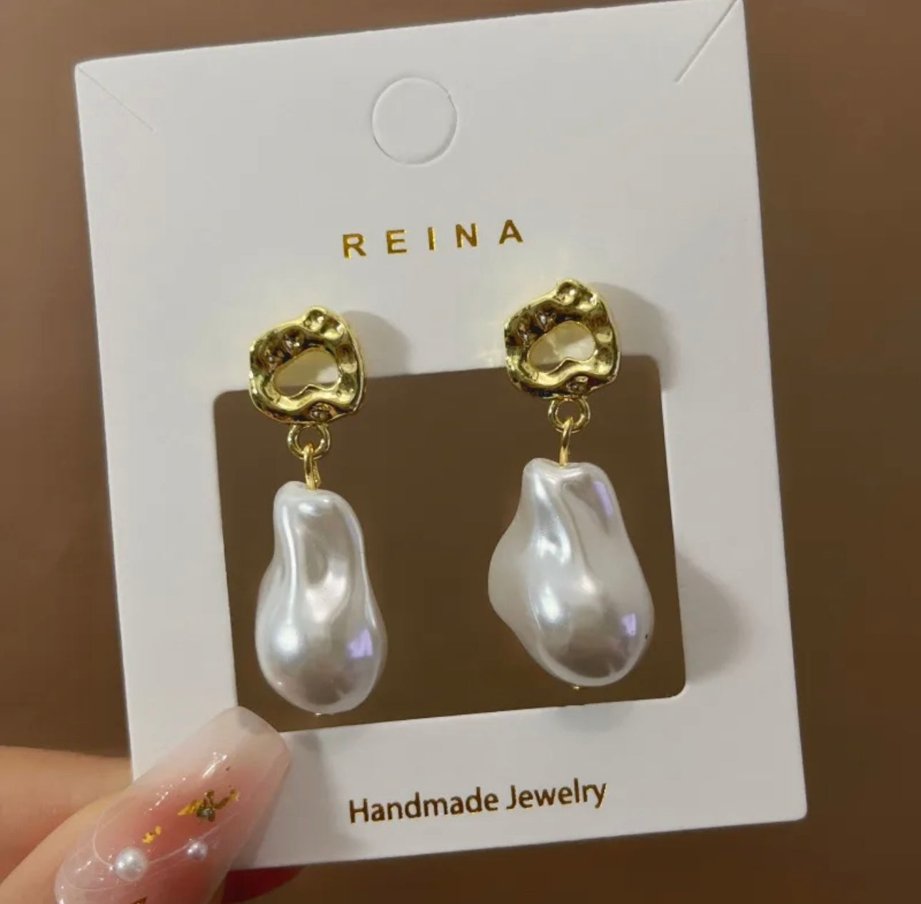 Gold Oversized Pearl Drop Earring