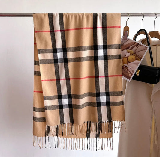 Beige Tartan Scarf