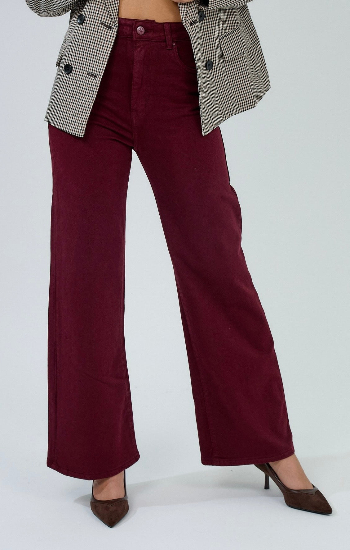 Rocco Burgundy Wide Leg Jeans
