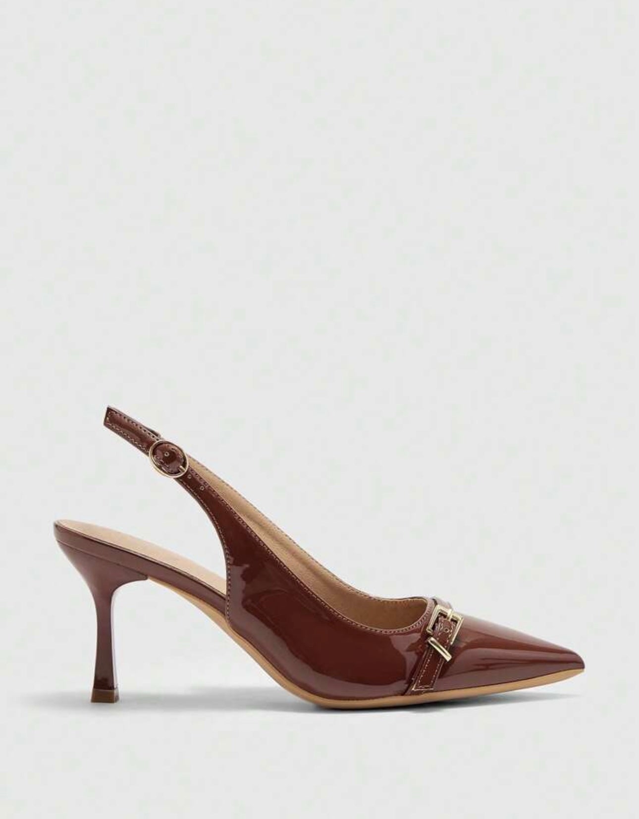 Chocolate Brown Patent Slingback Heels