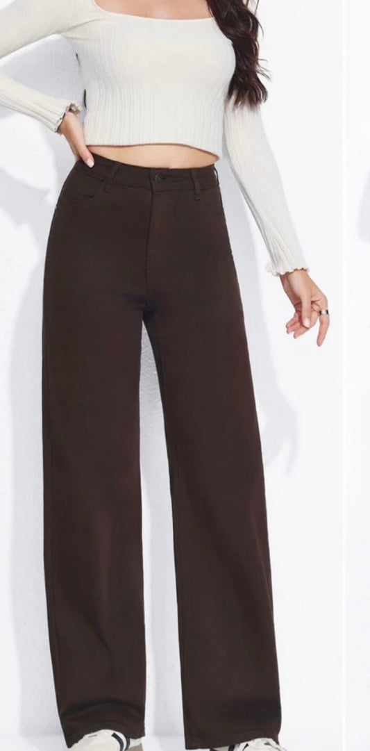 Chocolate Brown Wide Leg Jeans