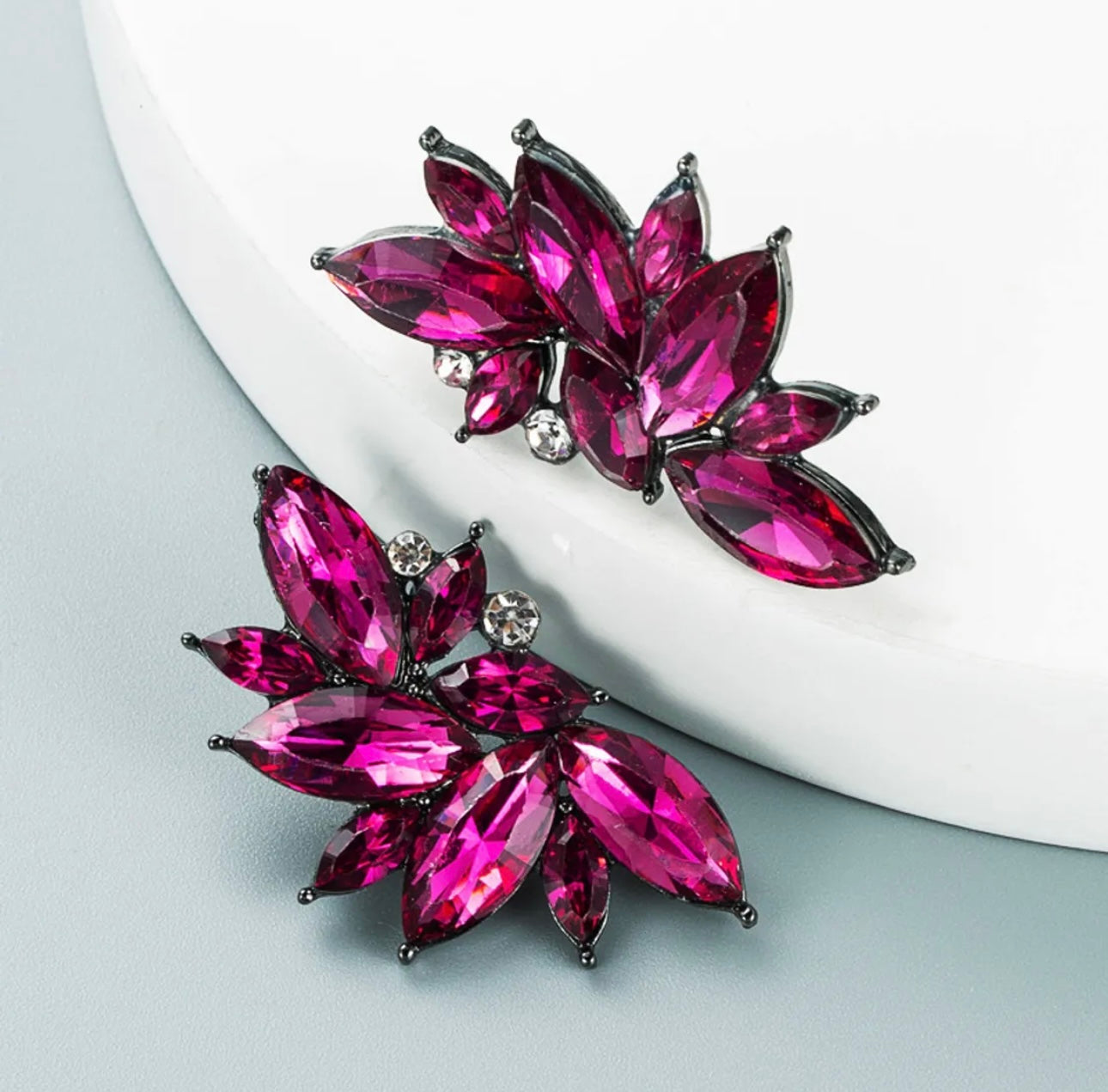 Fushia Half Moon Earrings