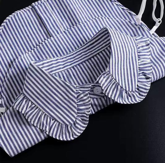 #31 Blue Pinstripe False Collar