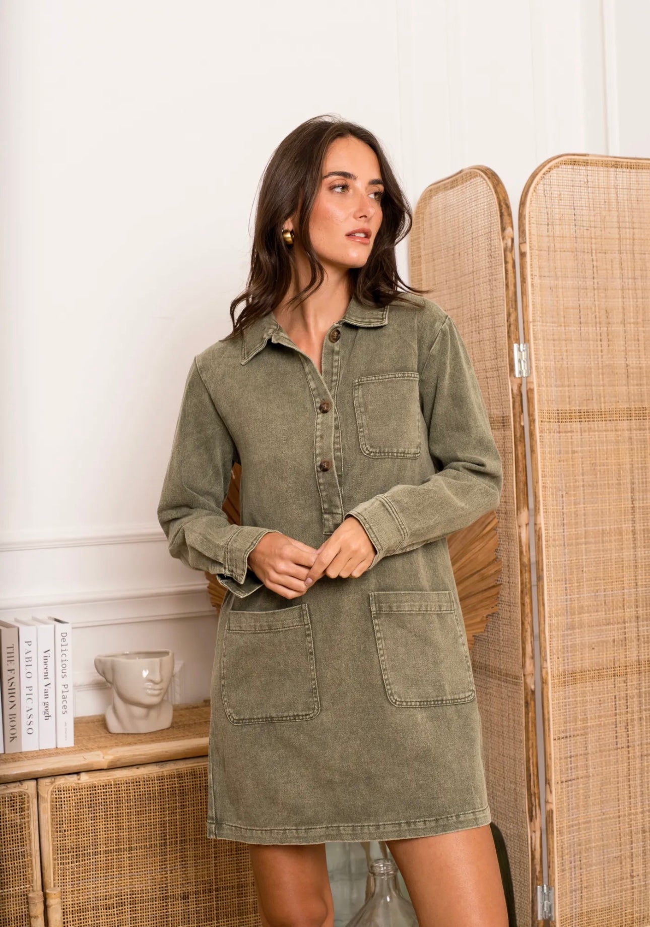 Khaki Denim Dress