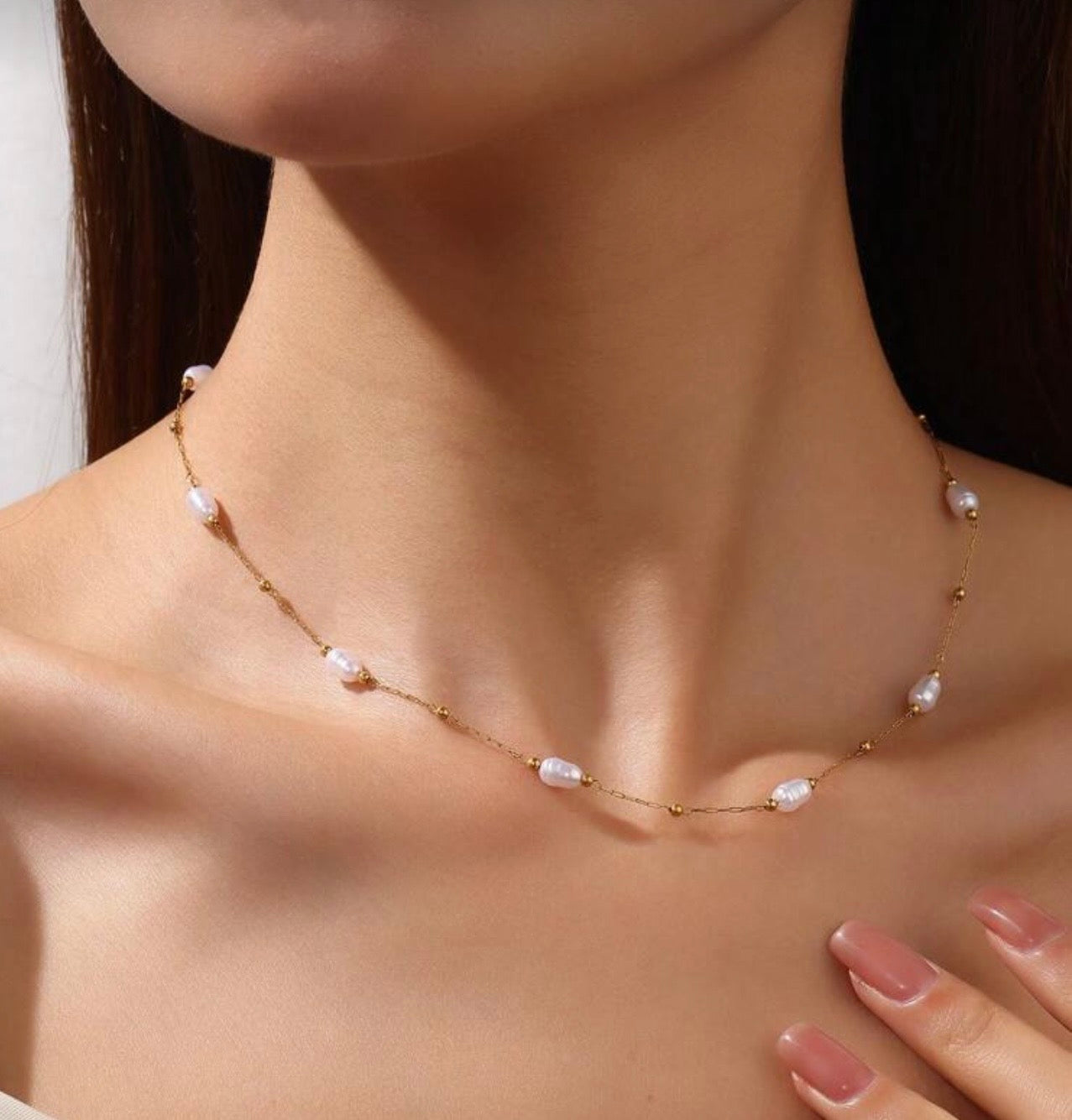 Pearl & Gold Beaded Necklace