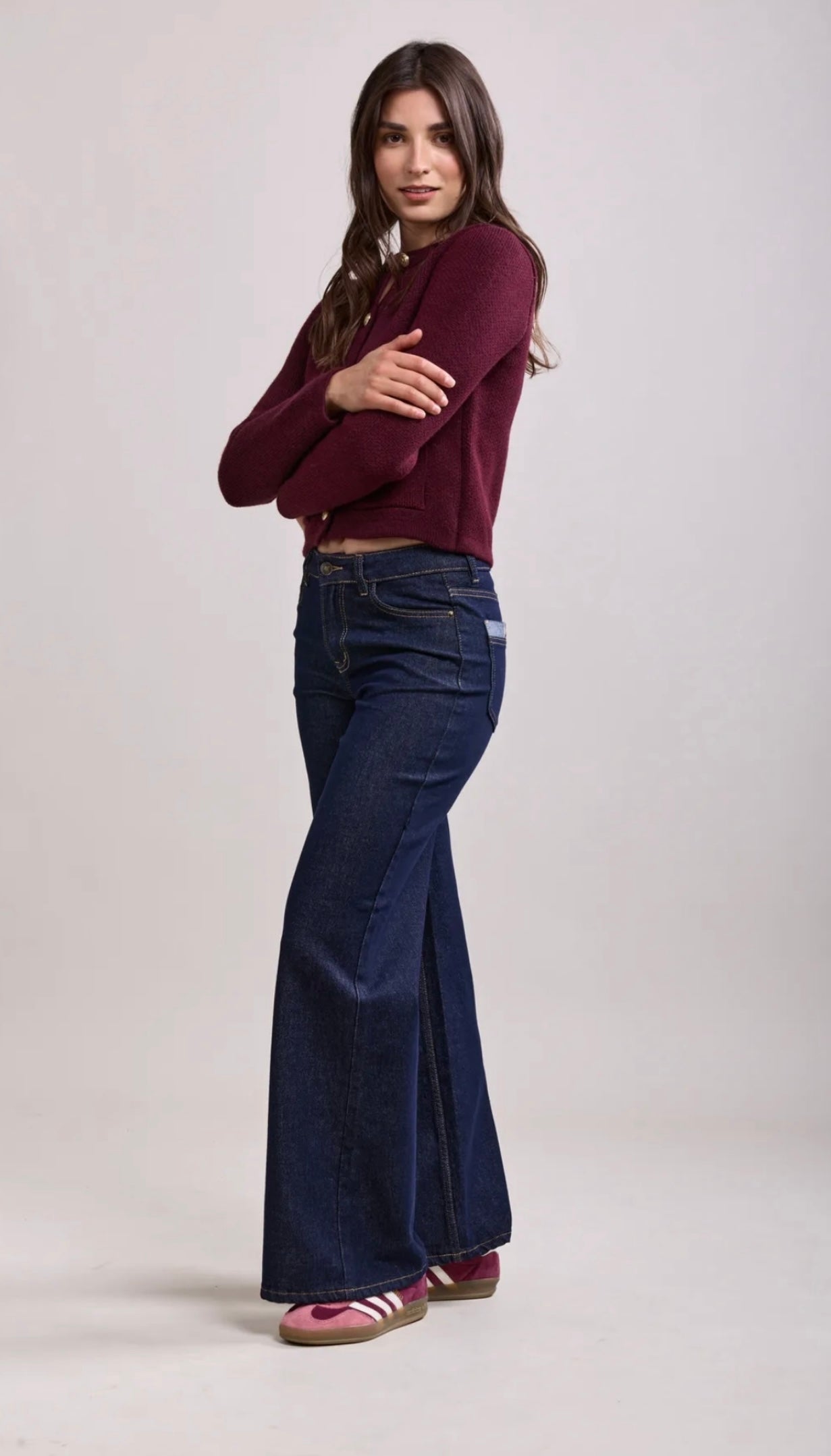 Toxik Dark Denim Wide Leg Pocket Detail Jeans