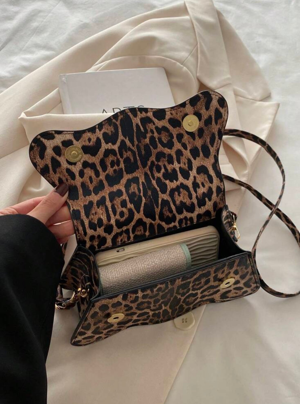 Leopard Print Top Handle Bag