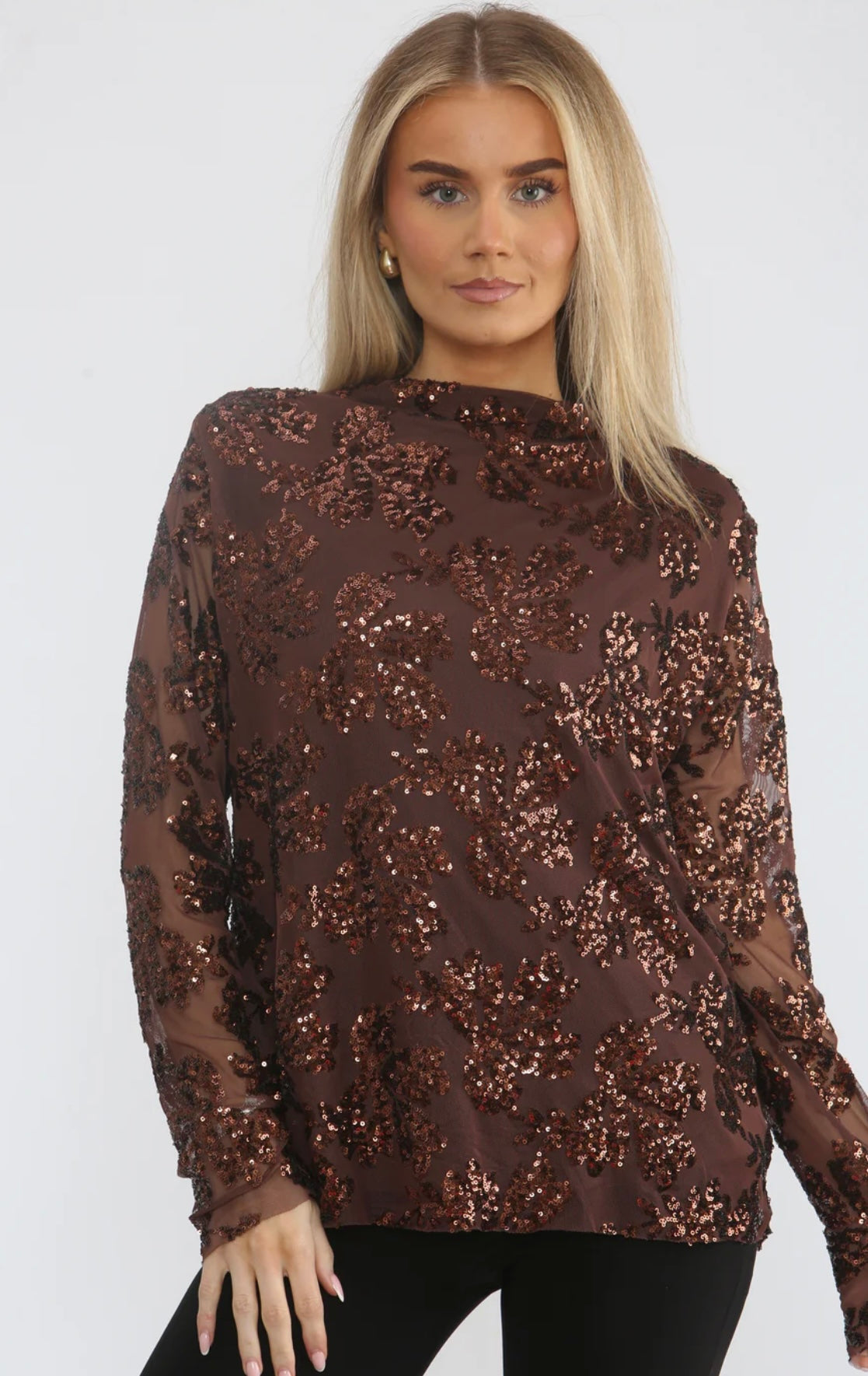 Brown Lurex Sparkly Top