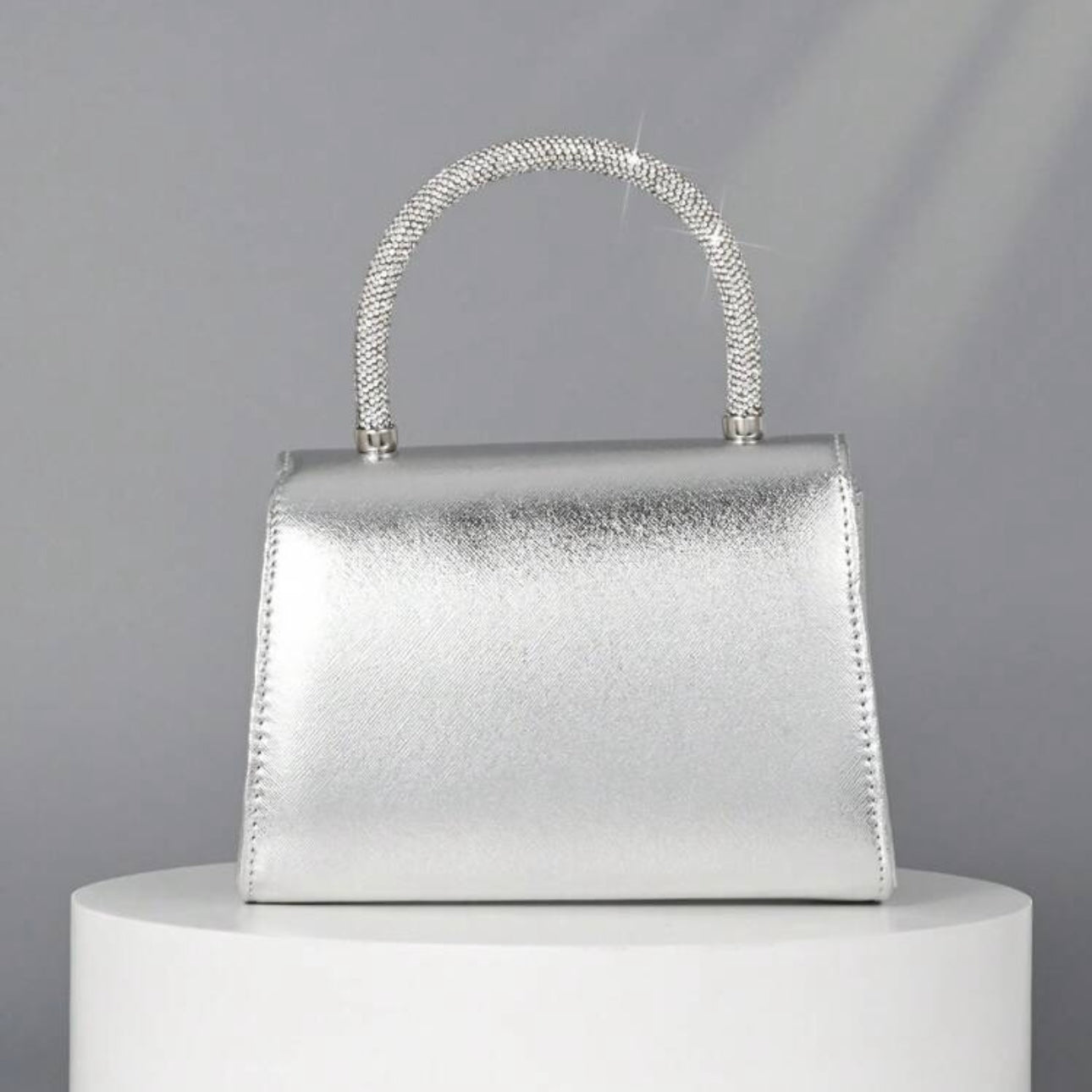 Silver Diamanté Detail Handbag