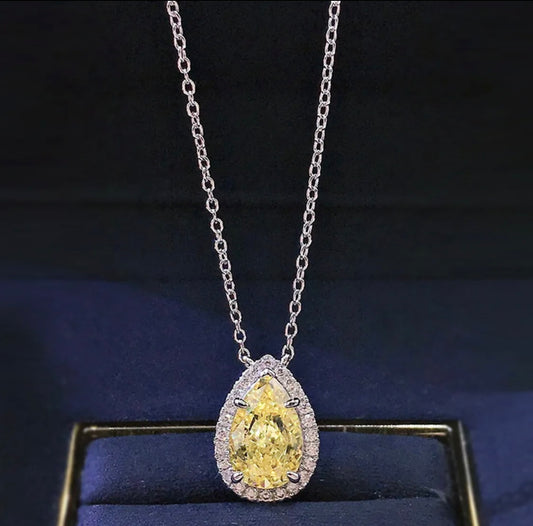 Silver Chain With Canary Yellow Pendant