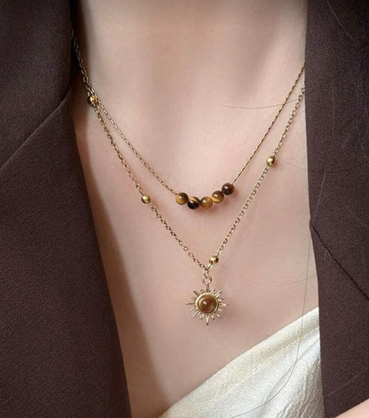 2 Tier Brown & Gold Necklace