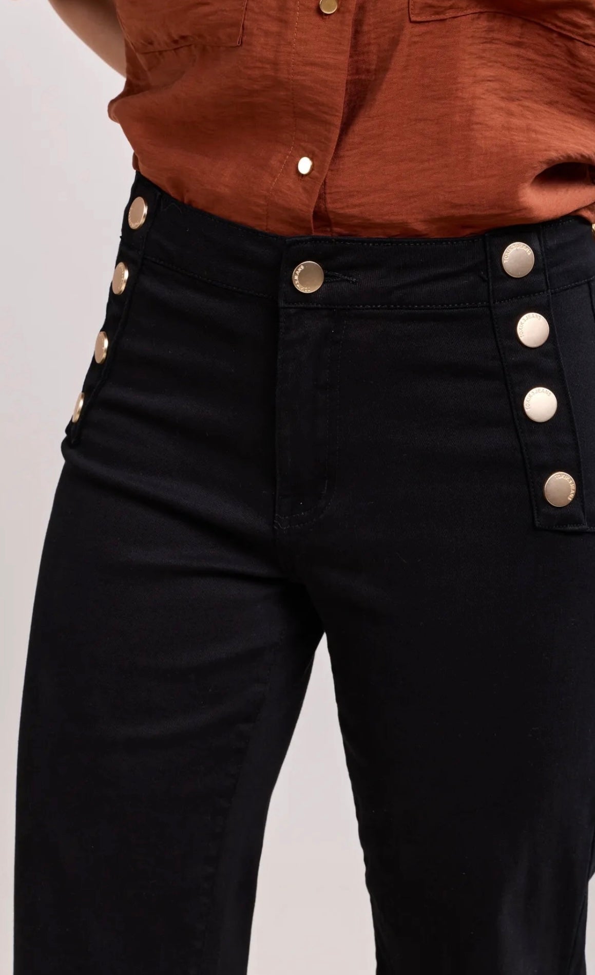Toxik Statement Button Black Wide Leg Jeans
