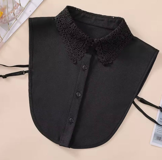 #20 Black Floral Crochet False Collar