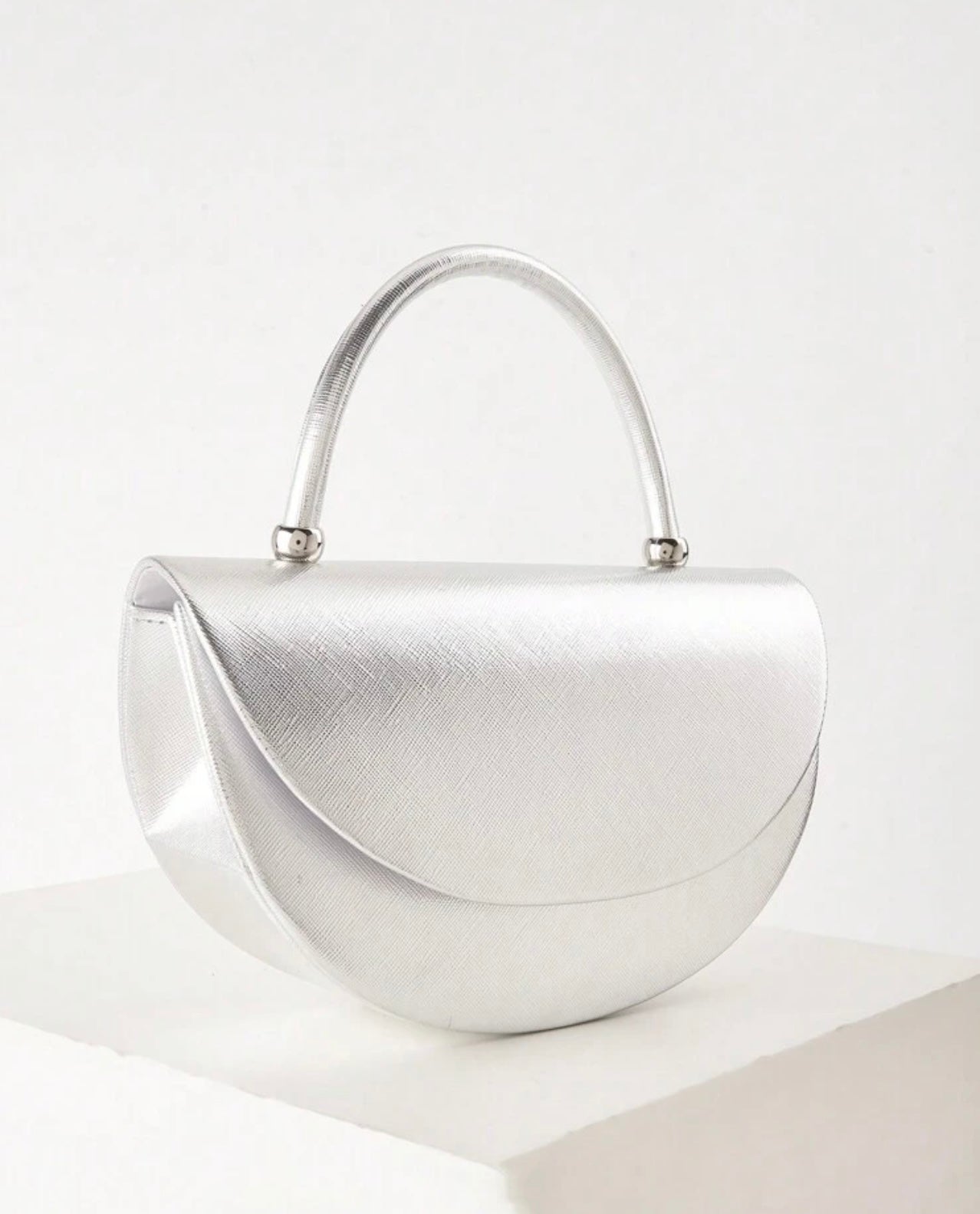 Silver Half Moon Shaped Handbag
