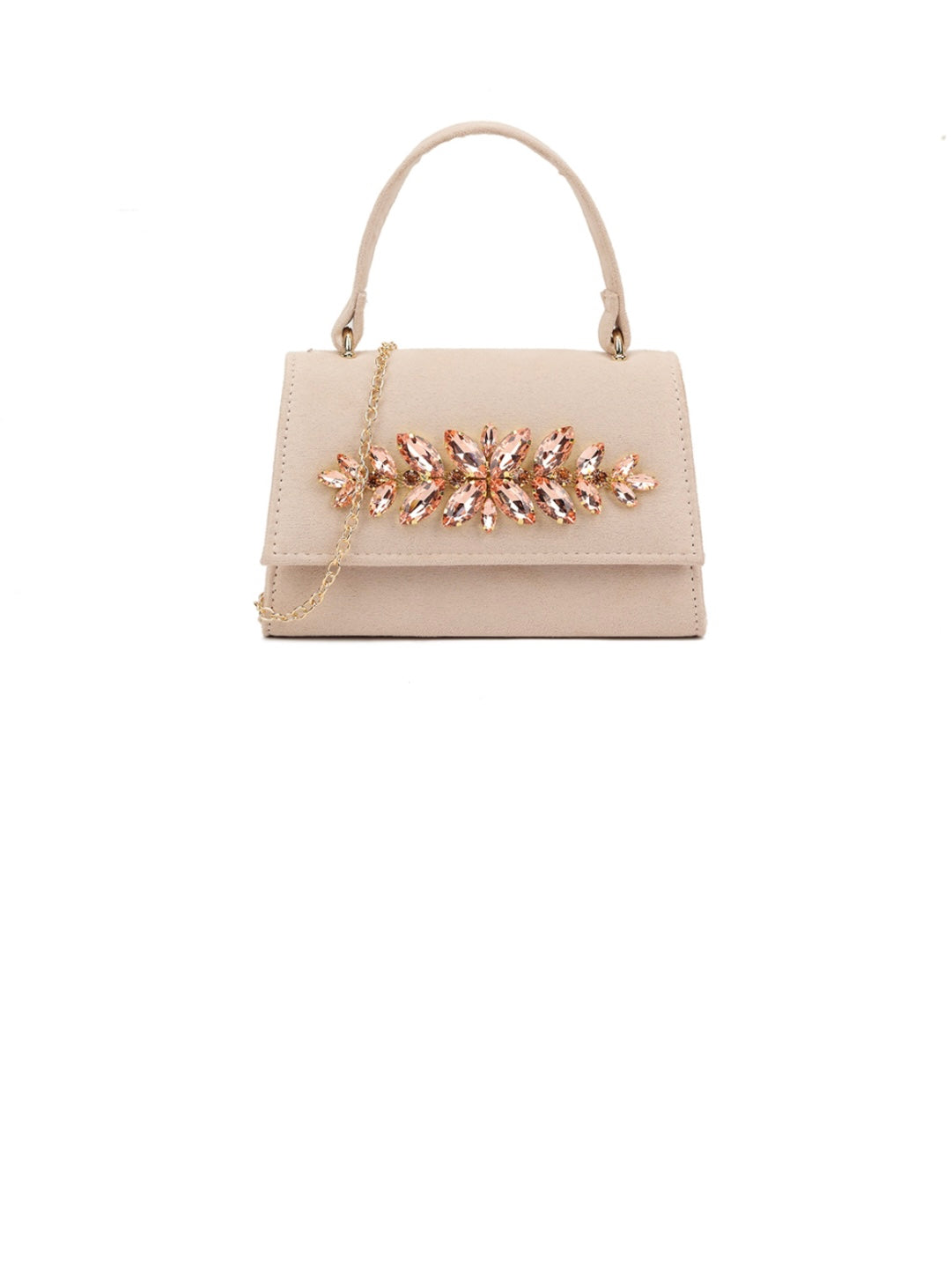 Nude Jewel Embellished Handbag