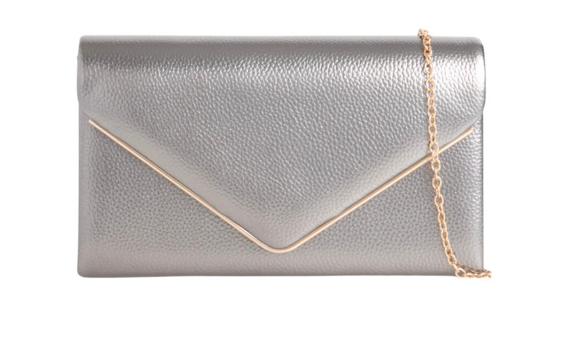 Pewter Envelope Clutch Bag