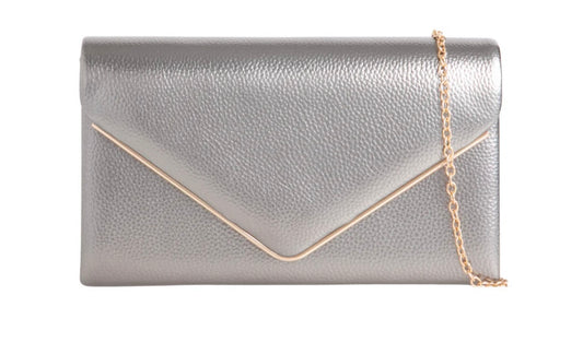 Pewter Envelope Clutch Bag