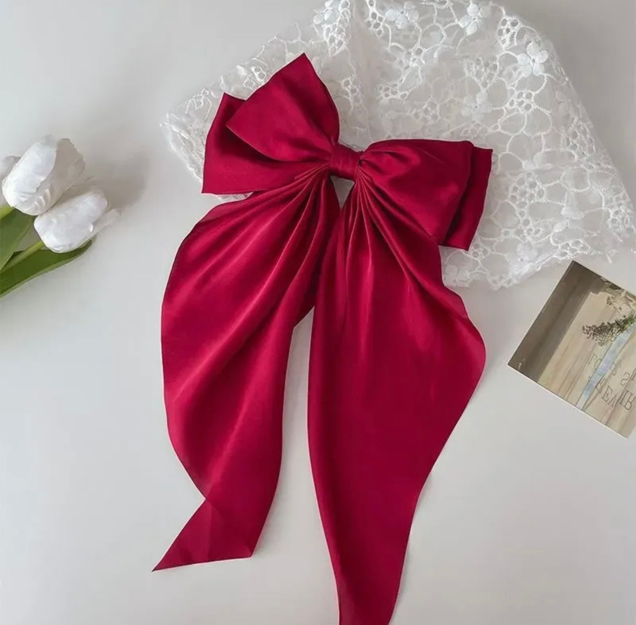 Wine Red Satin Occasion Bow