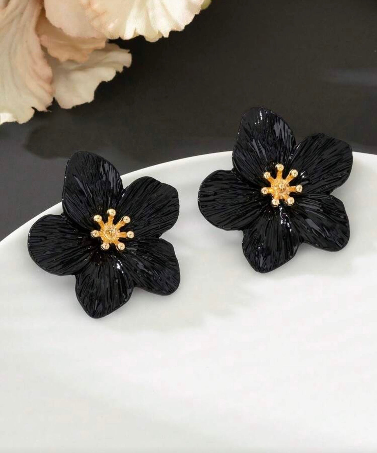 Black Floral Earrings