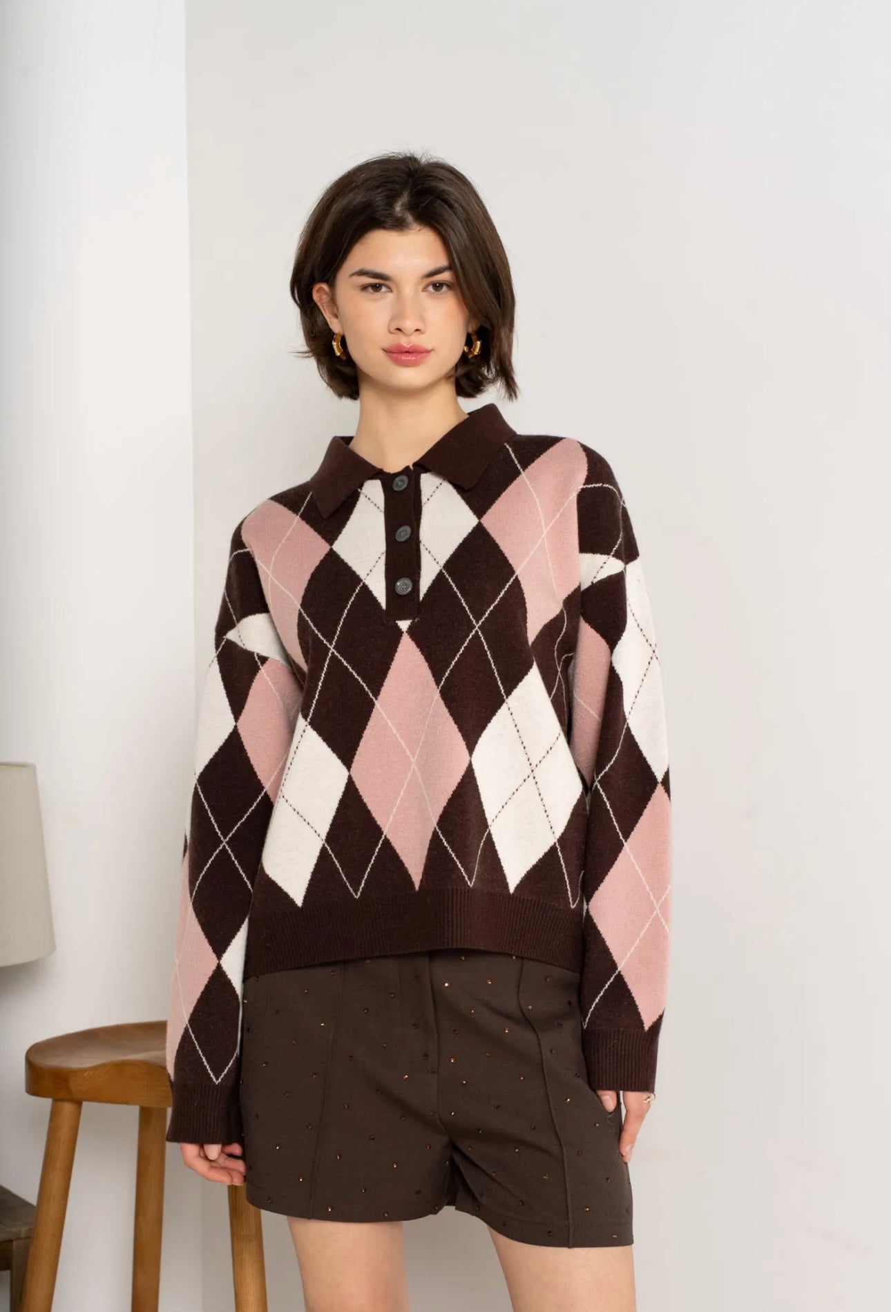 Ivy Brown Argyle Jumper
