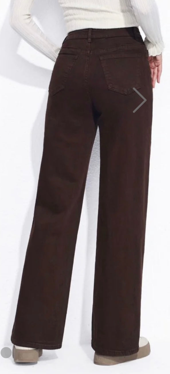 Chocolate Brown Wide Leg Jeans