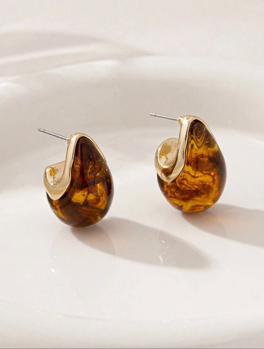 Gold & Brown Crystal Earrings