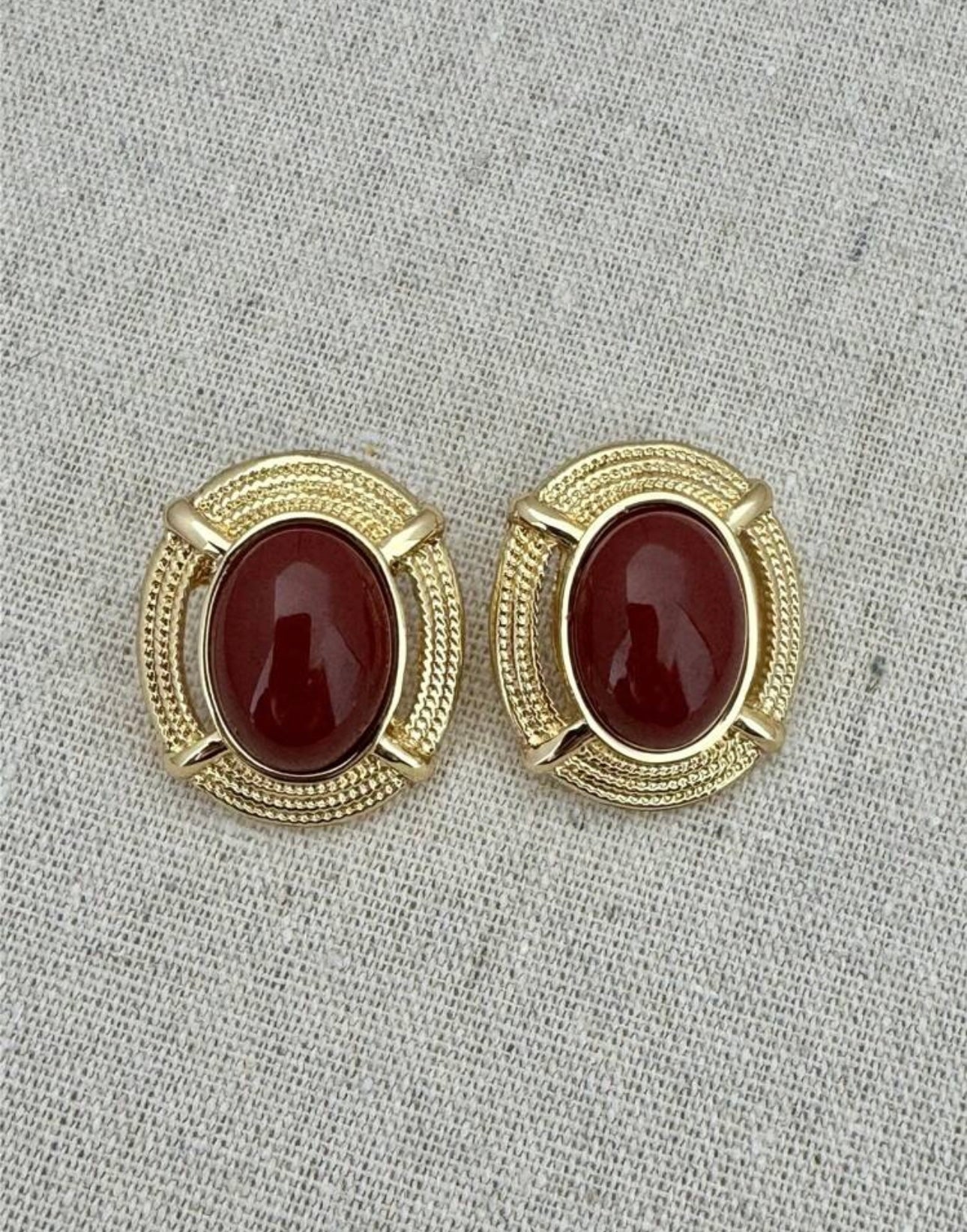 Burgundy & Gold Statement Earrings