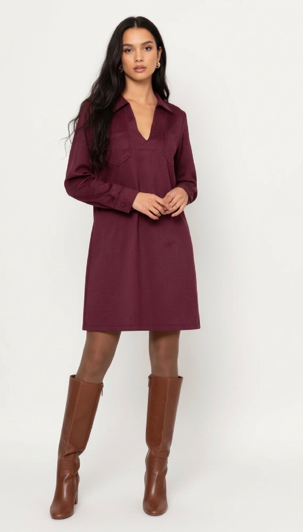 Burgundy Velvet Dress