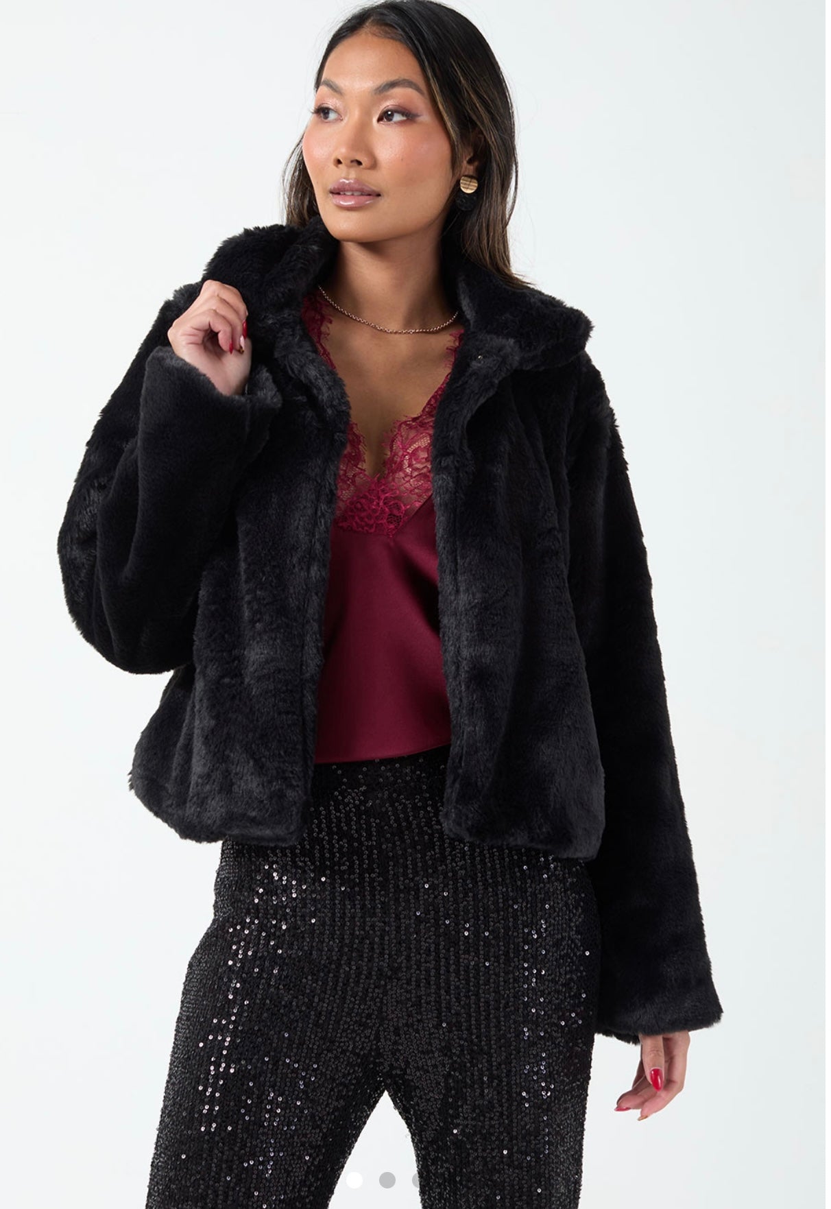 Jenny Black Faux Fur Coat (size 14)