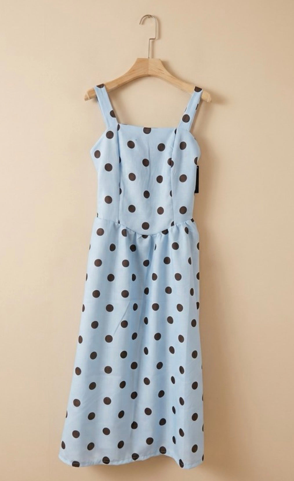 Zoey Blue & Brown Polka Dot Dress