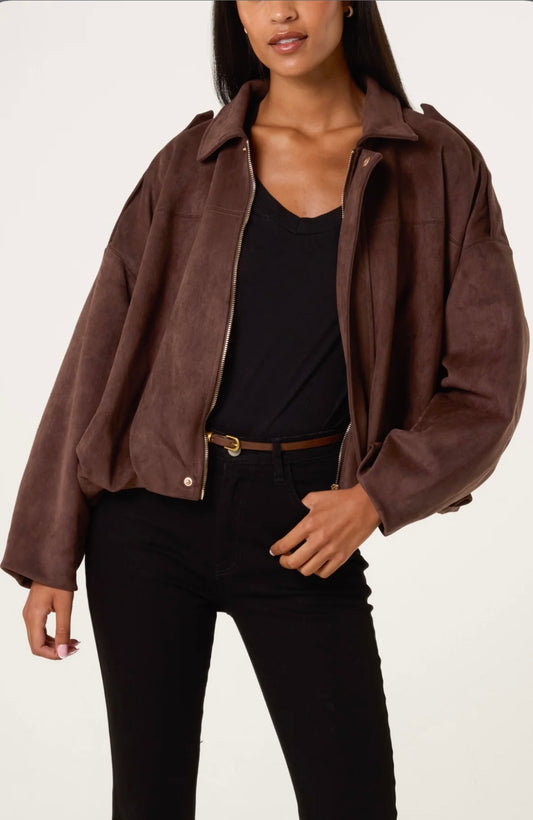 Chocolate Brown Suedette Jacket