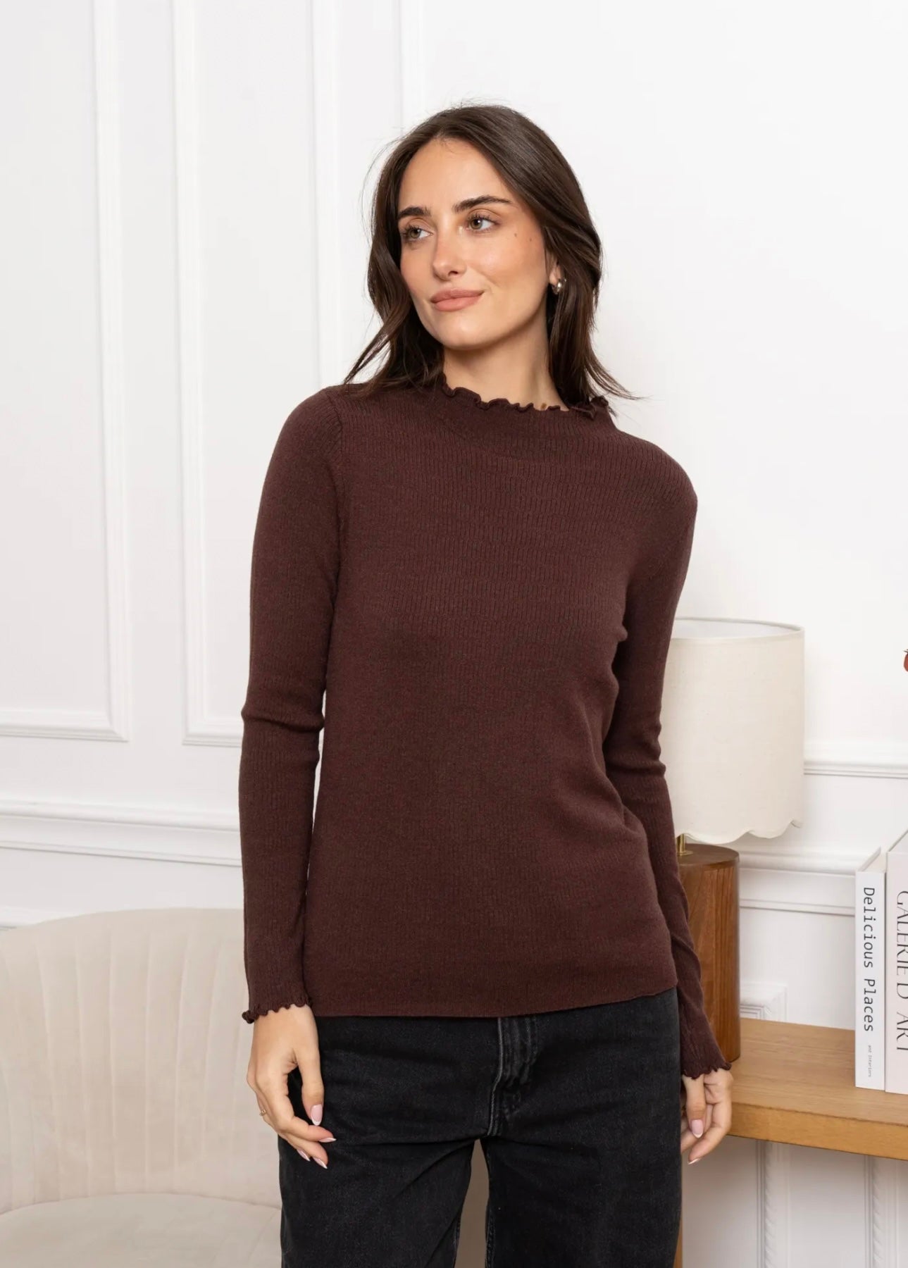 Emily Soft Knit Brown Top