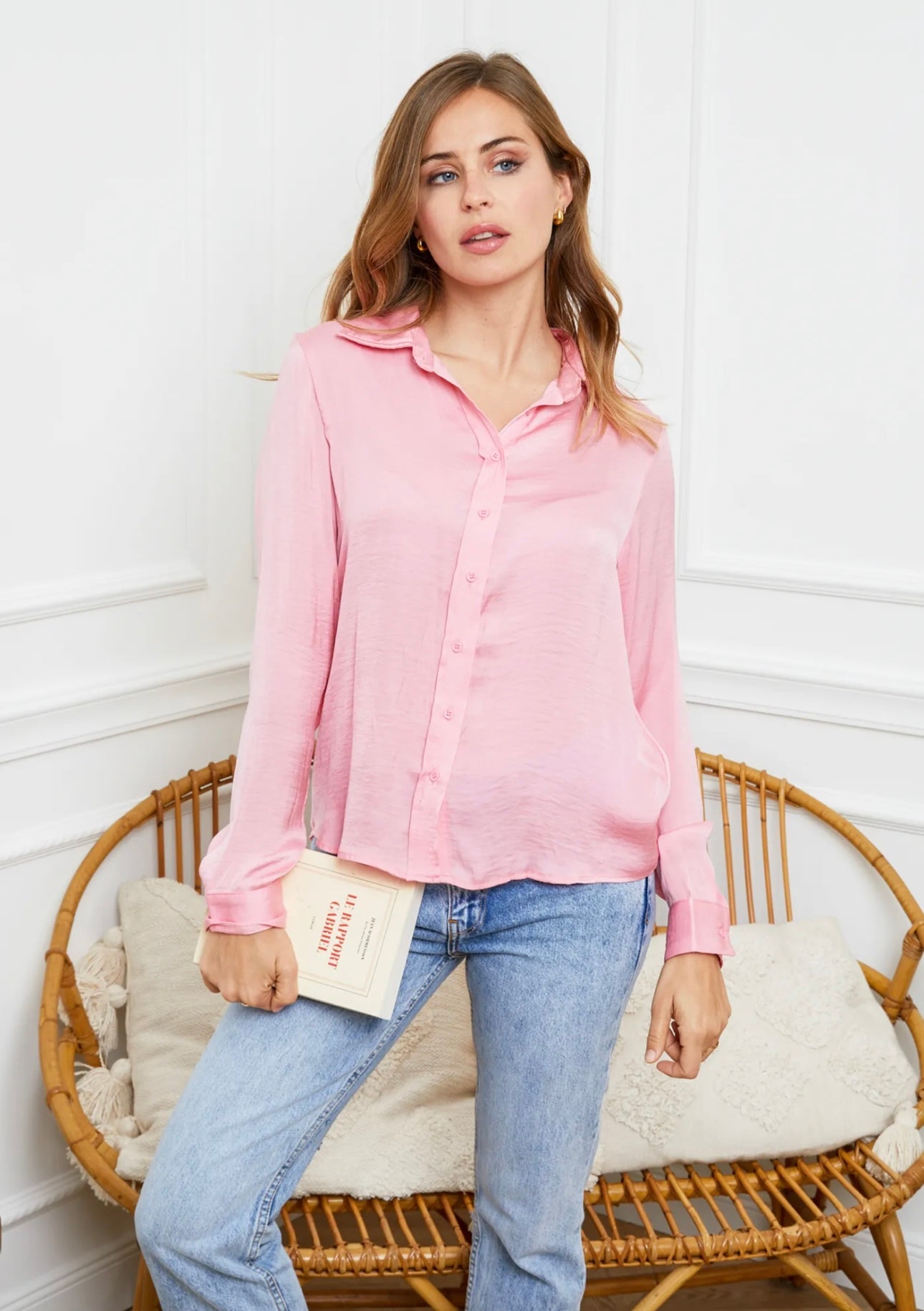 Kerri Pink Satin Shirt