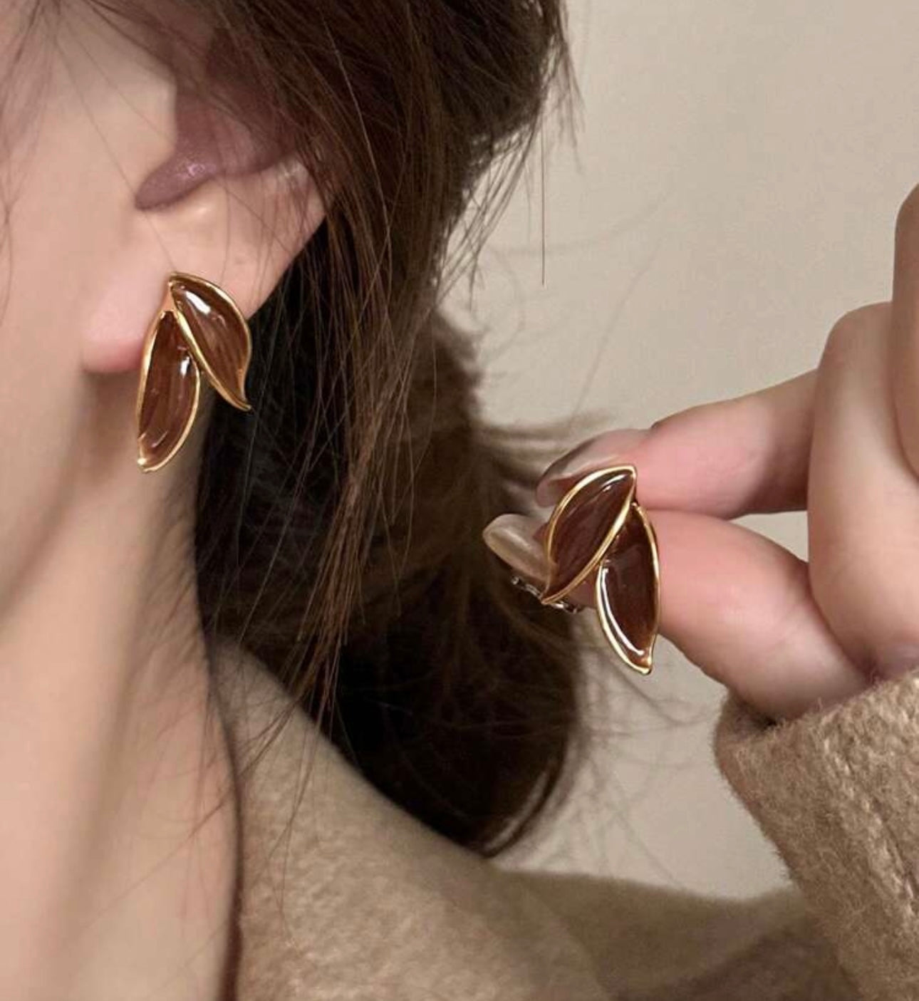 Brown Leaf Earrings